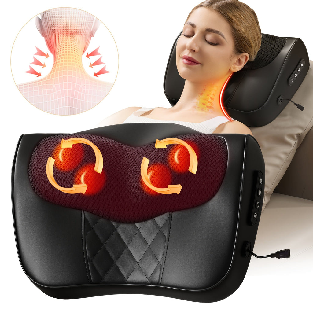 NNETM Cordless 3D Kneading Massage Pillow with Heat(Black)-1