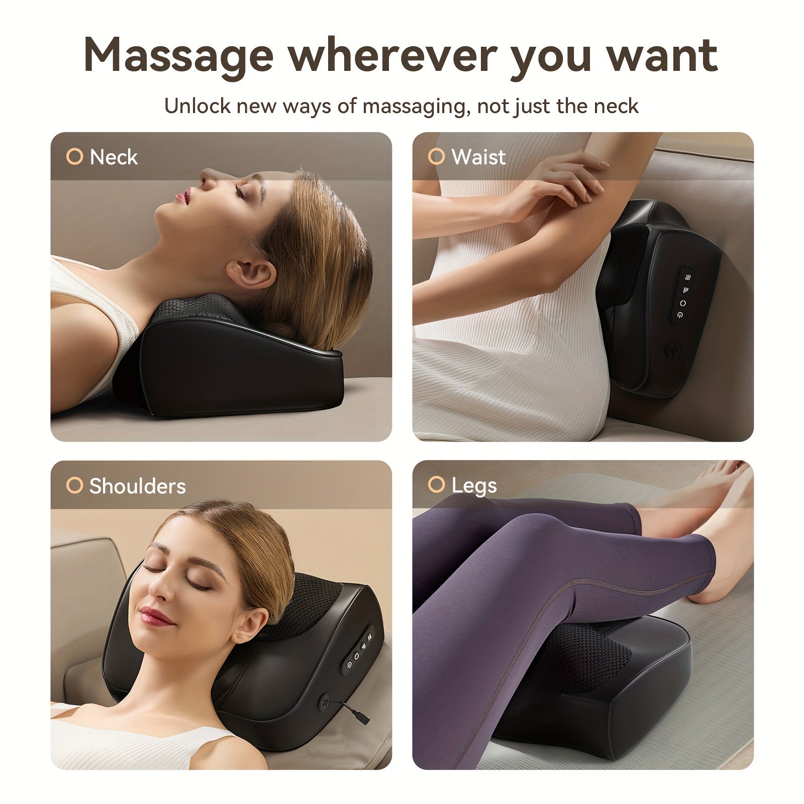 NNETM Cordless 3D Kneading Massage Pillow with Heat(Black)-3