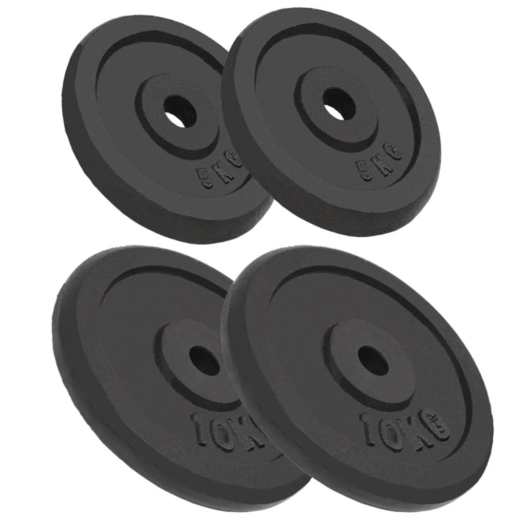 NNEVL Weight Plates 4 pcs 2x10 kg+2x5 kg Cast Iron-0
