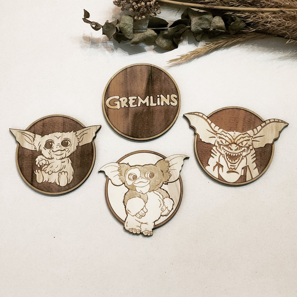 Set of 4 Gremlins Wooden Coasters