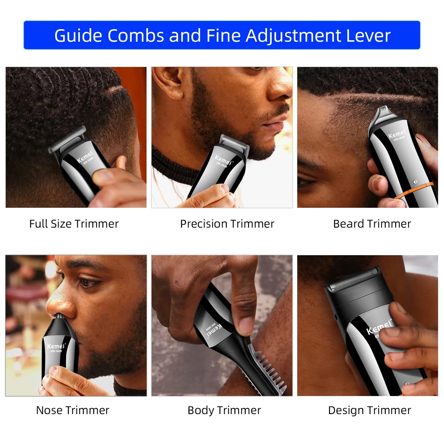 NNEOBA Waterproof 11-in-1 Men's Grooming Kit Cordless Rechargeable Trimmer Black-2