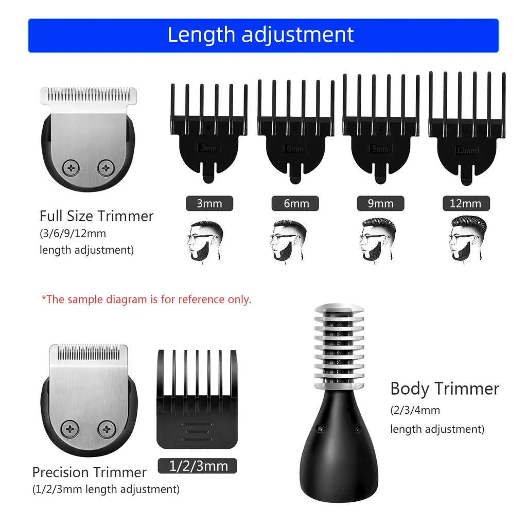 NNEOBA Waterproof 11-in-1 Men's Grooming Kit Cordless Rechargeable Trimmer Black-3