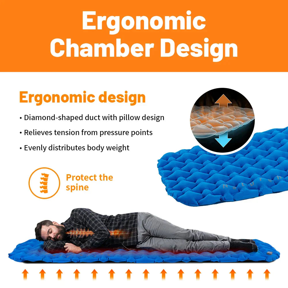 Inflatable Camping Mattress with Air Bag Blue-4