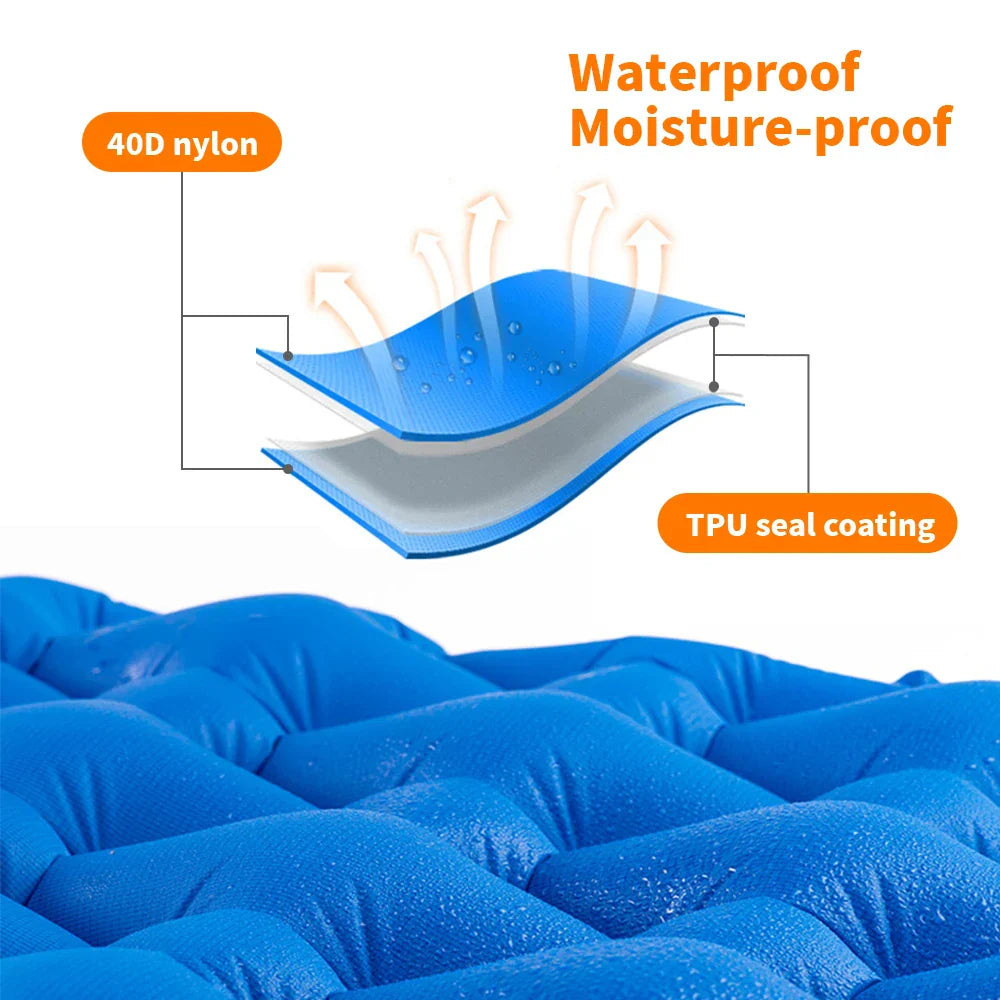 Inflatable Camping Mattress with Air Bag Blue-3