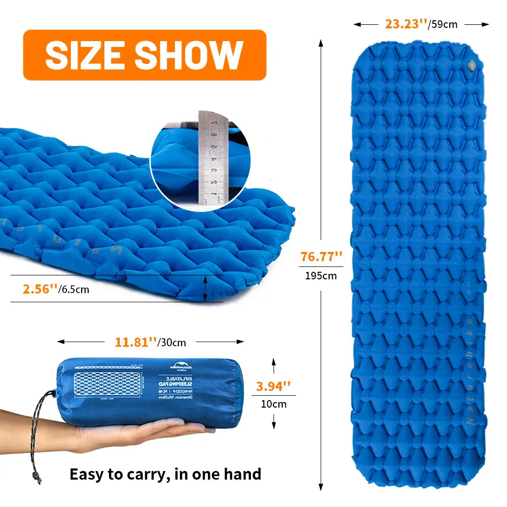 Inflatable Camping Mattress with Air Bag Blue-1