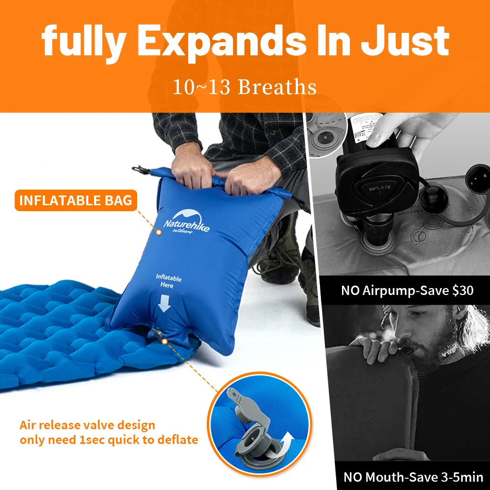 Inflatable Camping Mattress with Air Bag Blue-2