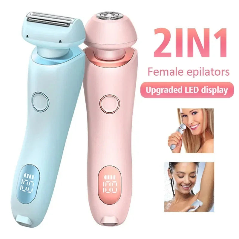 NNEDSZ Blue 2-in-1 Electric Razor for Women - Multifunctional Rechargeable Hair Removal Shaver-1