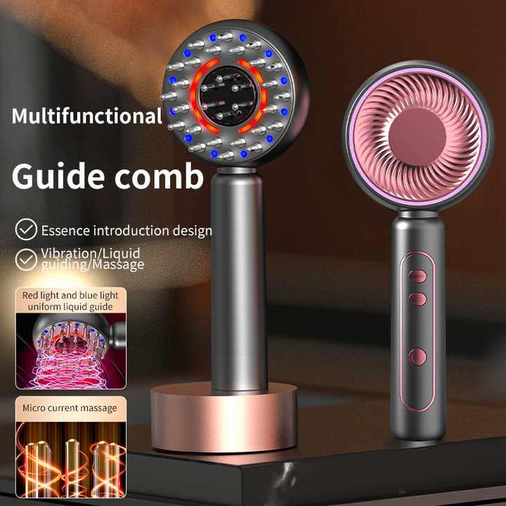 NNEDSZ White Intelligent Scalp Massager Brush with Red Light Therapy - Hair Care, Volumizing, and Essence Applicator-2