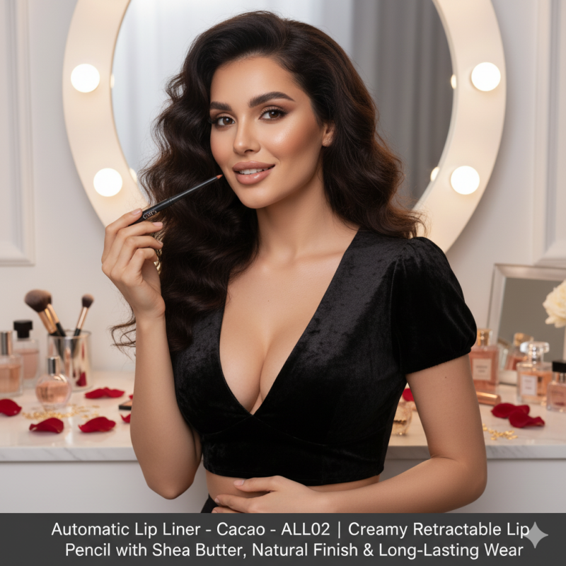 Automatic Lip Liner – Cacao – ALL02 | Creamy Retractable Lip Pencil with Shea Butter, Natural Finish & Long-Lasting Wear