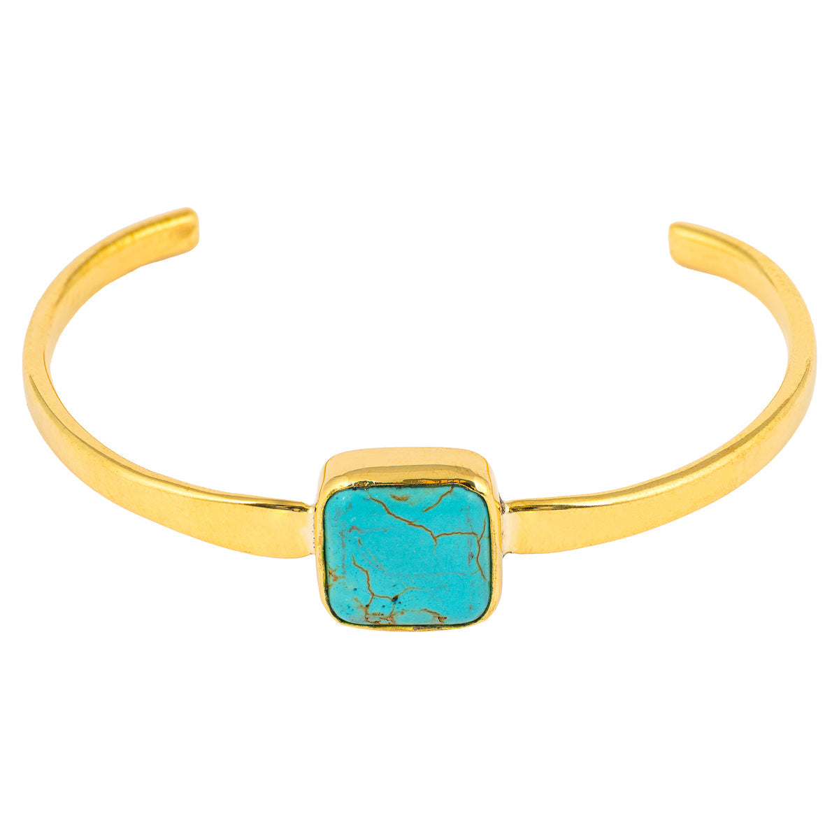 Amani Recycled Brass & Turquoise Stone Bangle-1